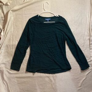 Simply Vera Vera Wang Teal Wave Pattern Long Sleeve Top